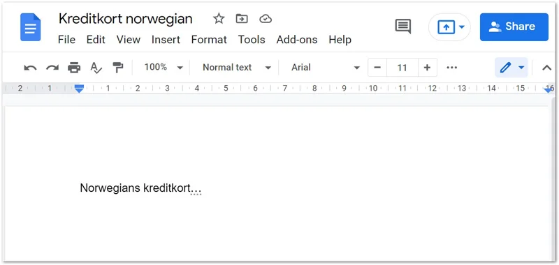 En artikel som skivs i Google Docs