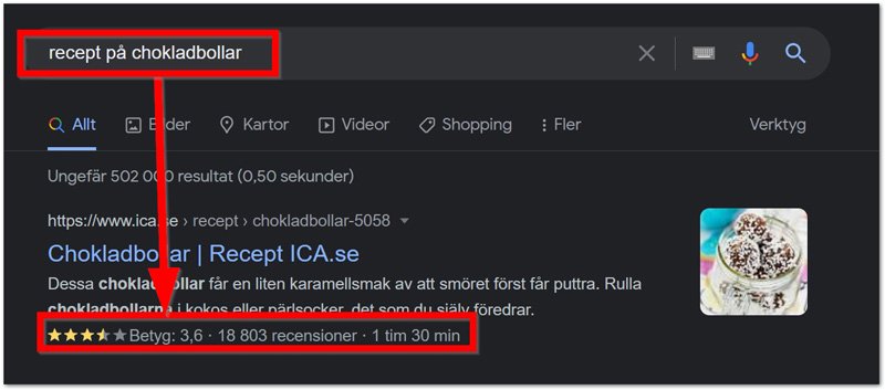 Betygsstjarnor for recept pa chokladbollar