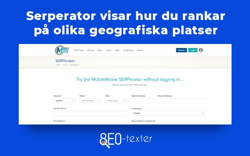 Serperator visar hur du rankar pa olika geografiska platser