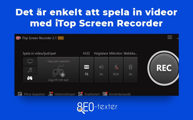 Det ar enkelt att spela in videor med iTop Screen Recorder